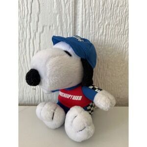 MetLife Snoopy Plush Toy Blue Racing Cap Red Vest Checkerboard Accents